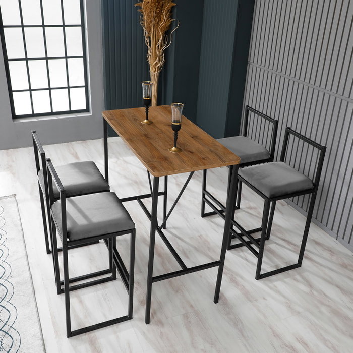 Hanah Home Nordic - Fume Juego de mesa y taburetes de bar de 5 piezas